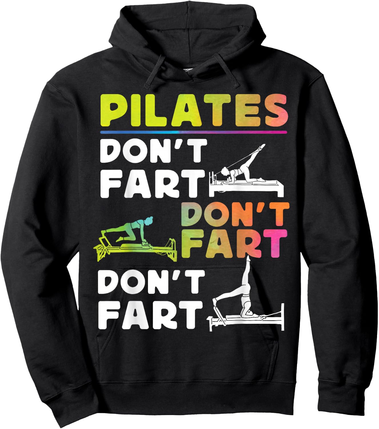 Pilates Instructor Teacher Watercolor Pilates Don't Fart Hoodie - Hoodie | Black