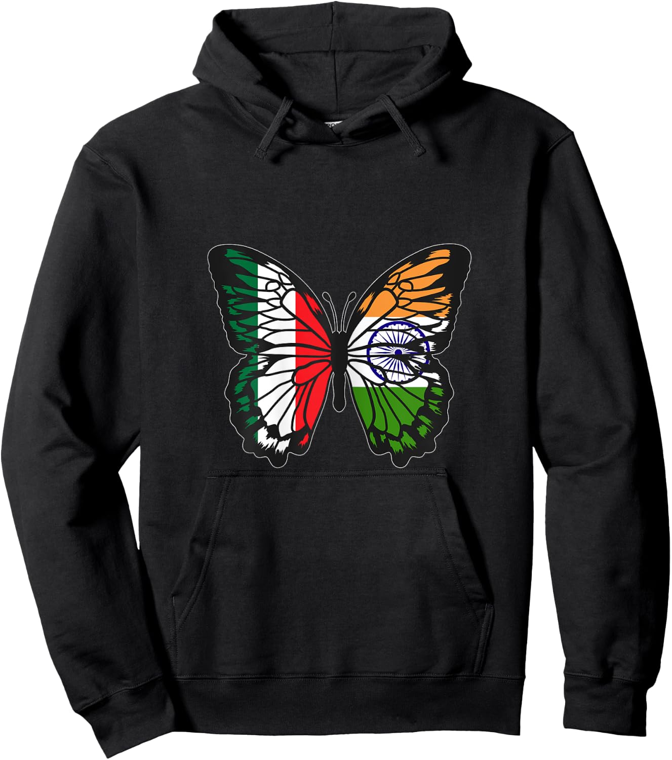 India and Italy Mix Butterfly Half Italian Indian Roots Hoodie - Hoodie | Black