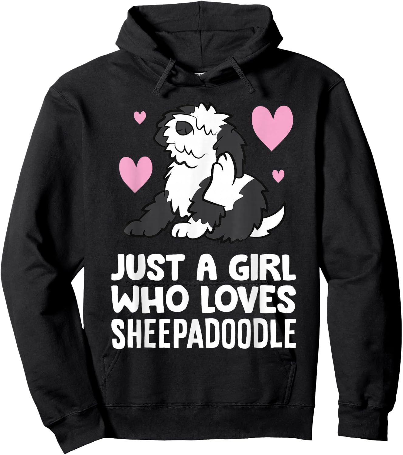 Sheepadoodle Dog Girl Just A Girl Who Loves Sheepadoodles Hoodie - Hoodie | Black