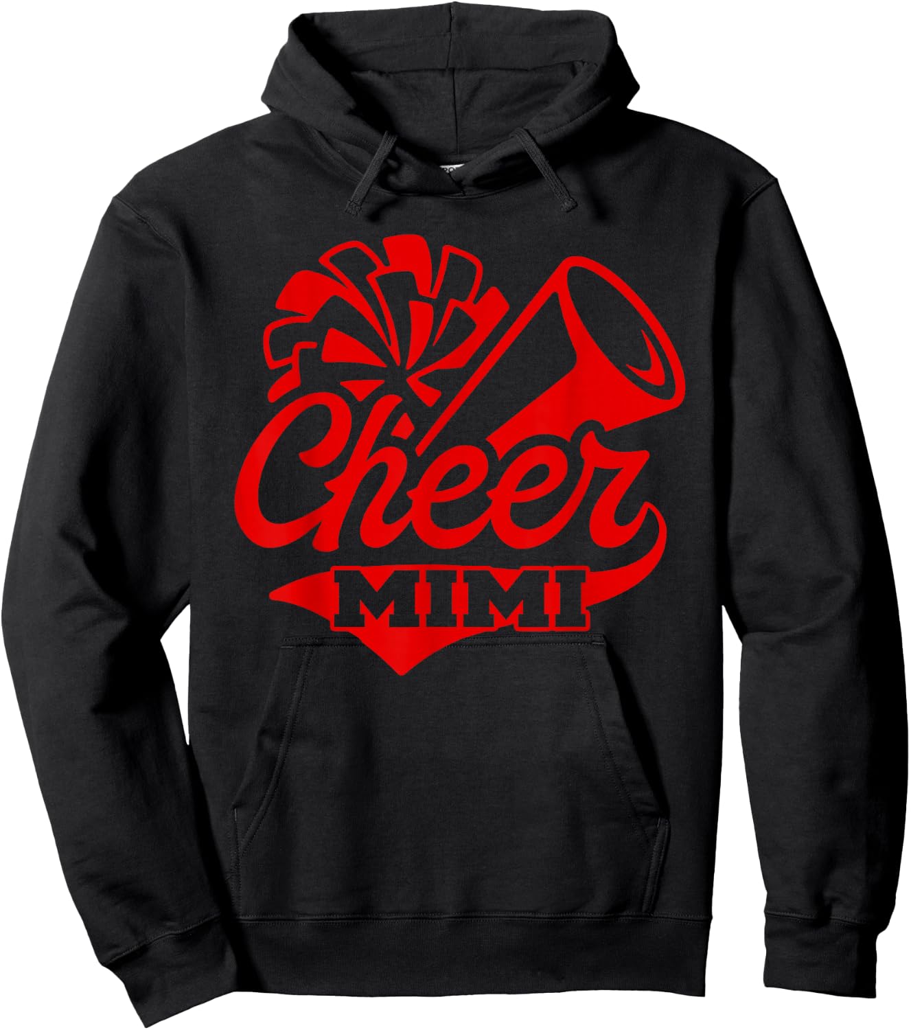 Cheer Mimi Biggest Fan Black And Red Pom Pom Hoodie - Hoodie | Black