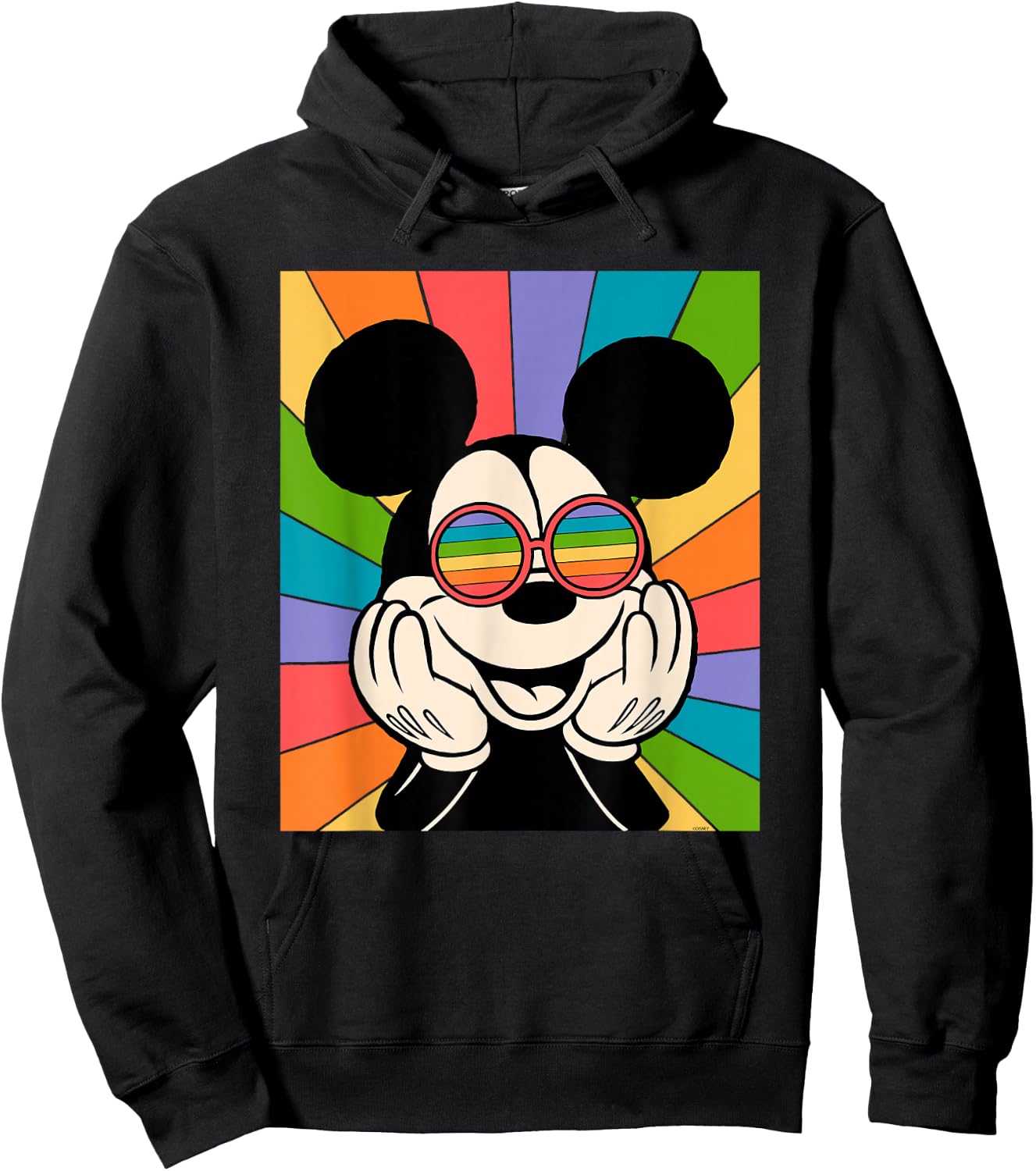 Disney Mickey Mouse Sun Burst Retro Small Hoodie - Hoodie | Black