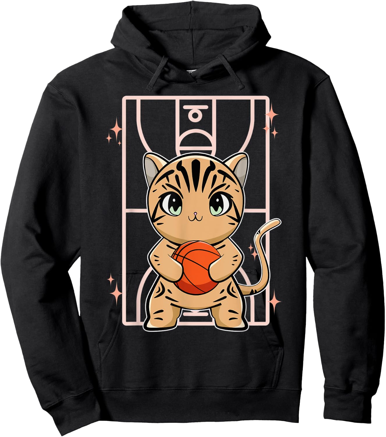 American Shorthair Cat With Basketball Men Women Kids Hoodie - Hoodie | Black