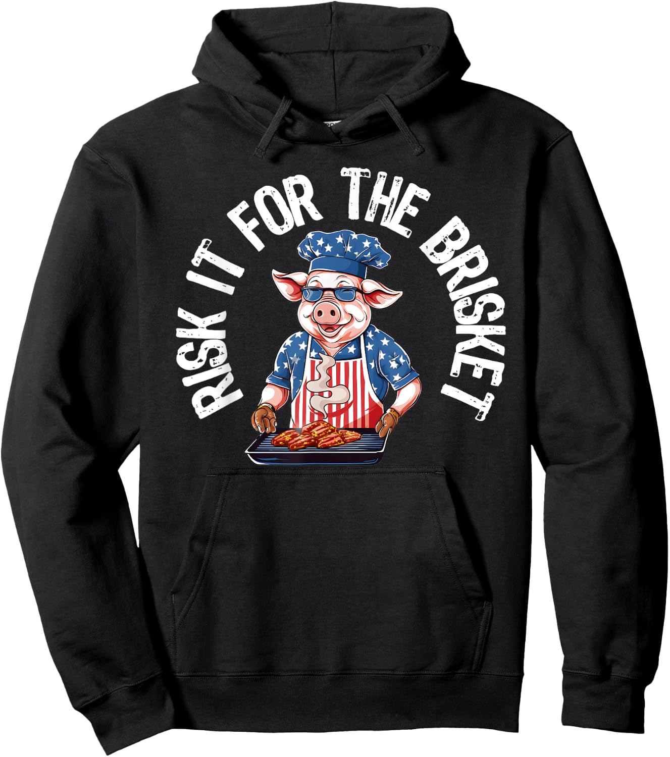 Risk It For The Brisket Funny Pig Grilling Barbecue Pork BBQ Hoodie - Hoodie | Black