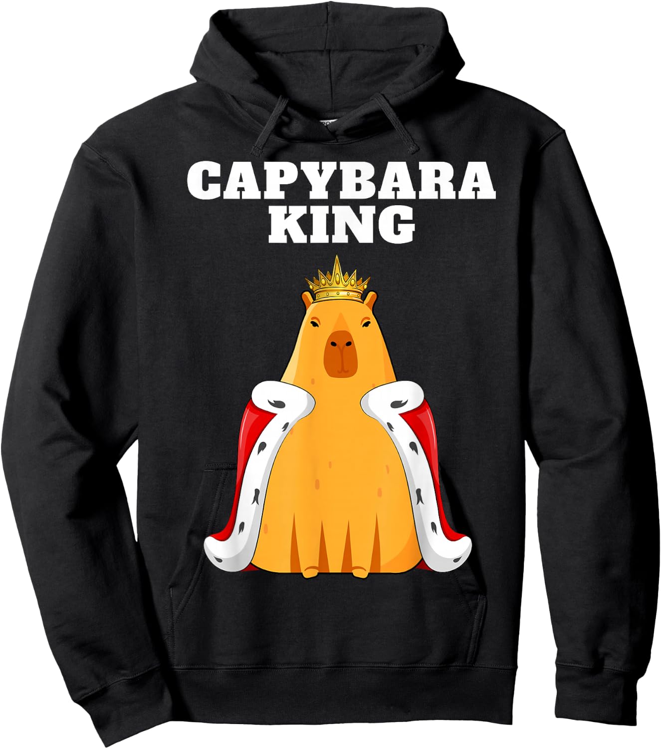 Capybara King Lover Humor Funny Cute Quirky Animal Hoodie - Hoodie | Black