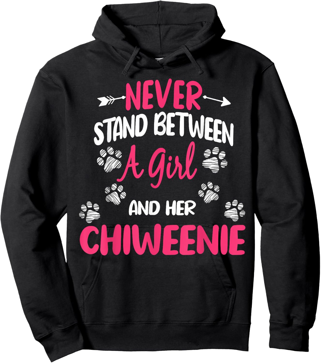 Never Stand Between A Girl And Her Chiweenie Dog Lover Hoodie - Hoodie | Black