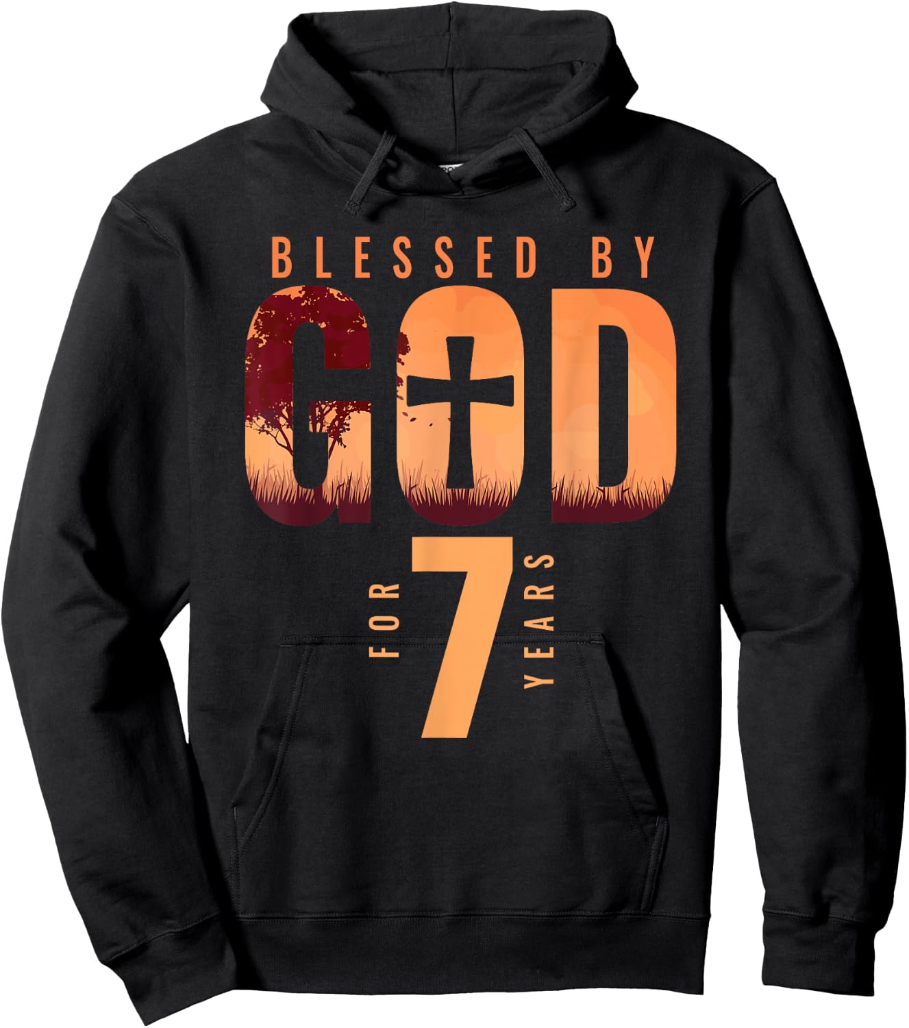 Blessed By God For 7 Years 7th Birthday Religious Theme Hoodie - Hoodie | Black