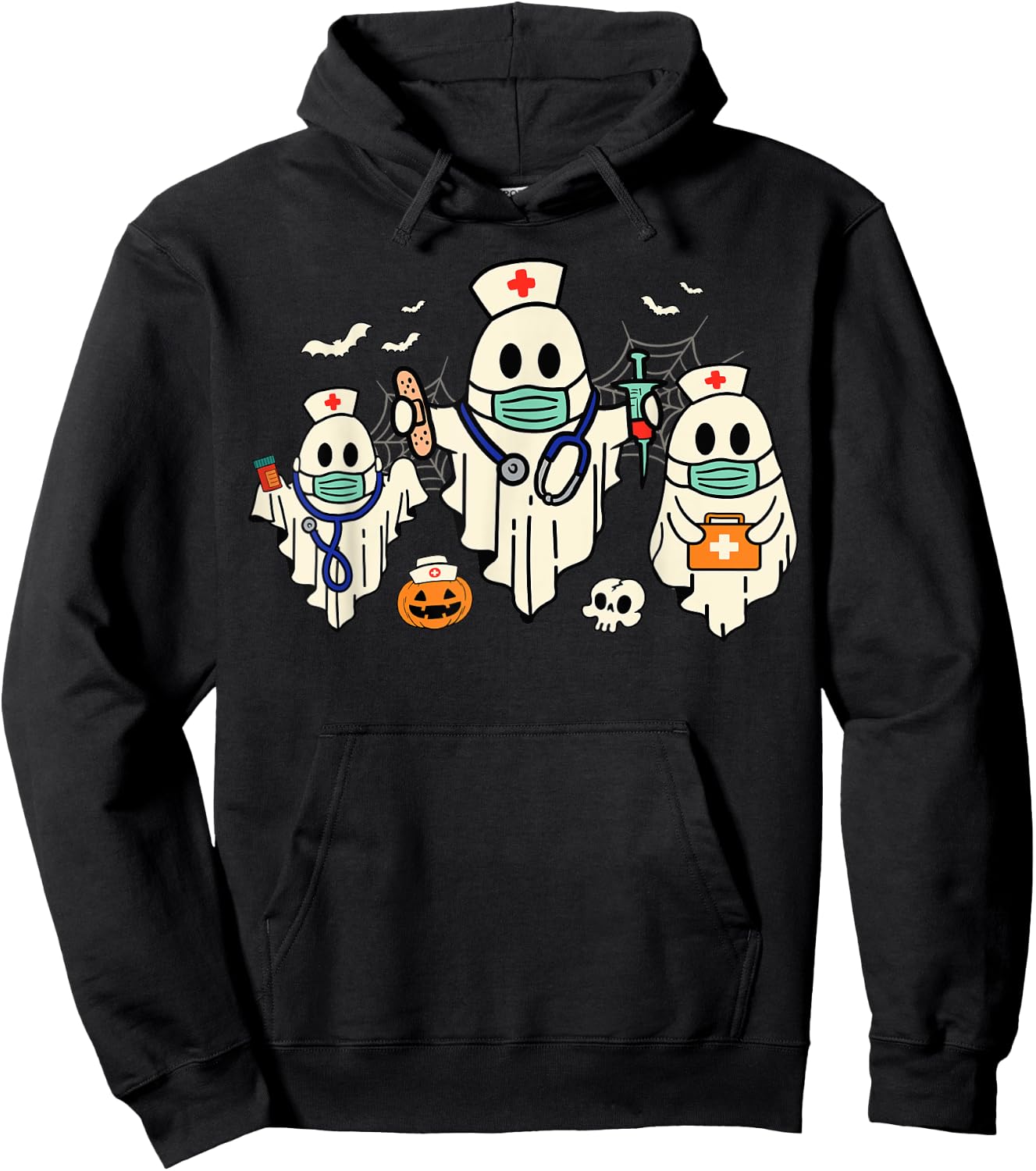 Halloween Nurse Nursing Funny Health Worker RN Ghost Nurse Hoodie - Hoodie | Black