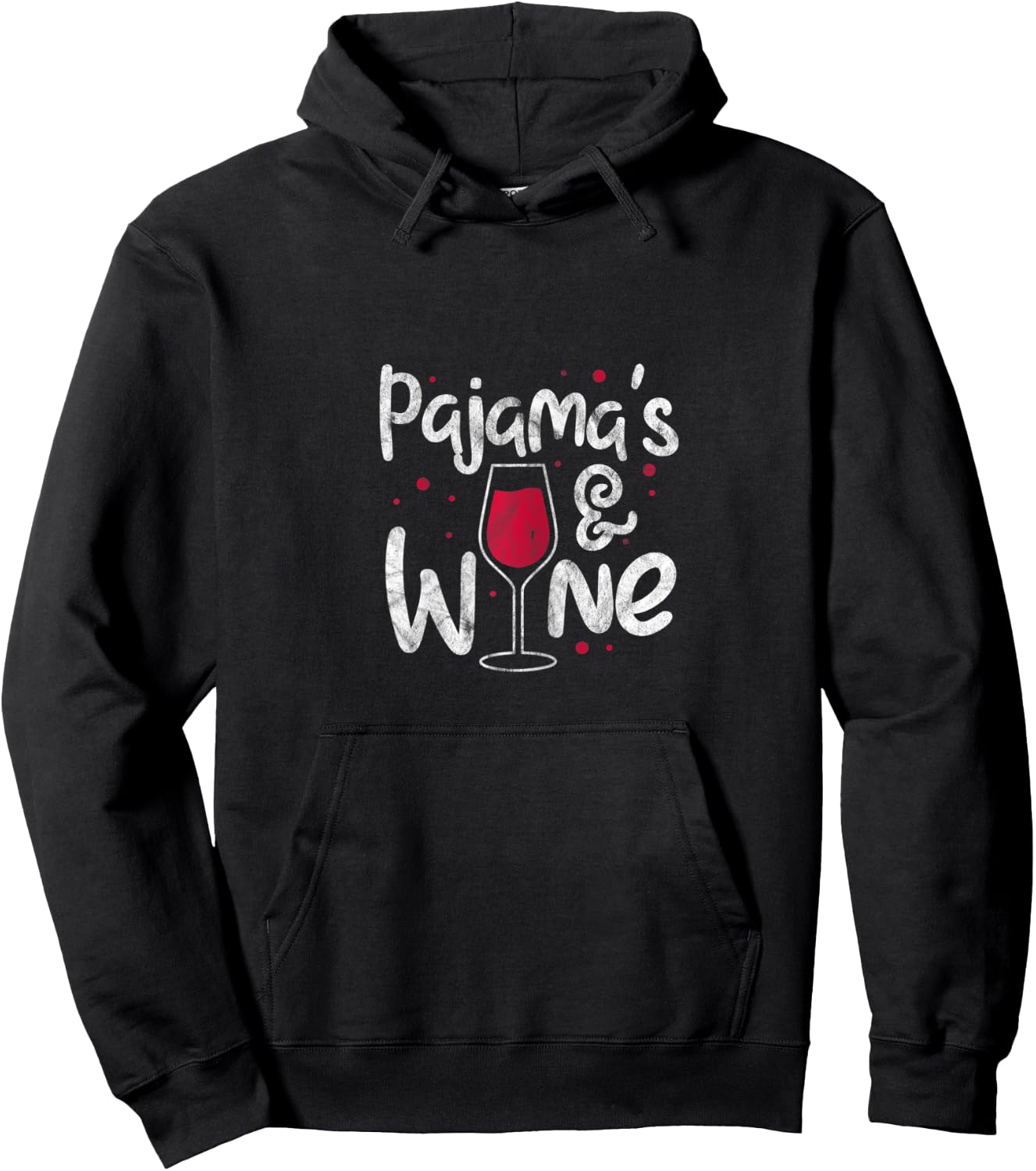 Wine Pajamas Red Wine Glass Pajama Drinking Party Distressed Hoodie - Hoodie | Black