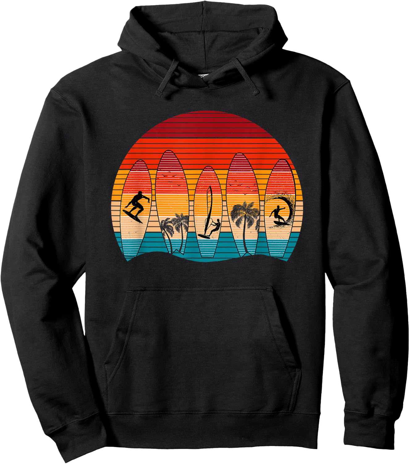 Surf Life Vintage Surfing Retro Beach Surf Board Surfer Women Kids Hoodie - Hoodie | Black