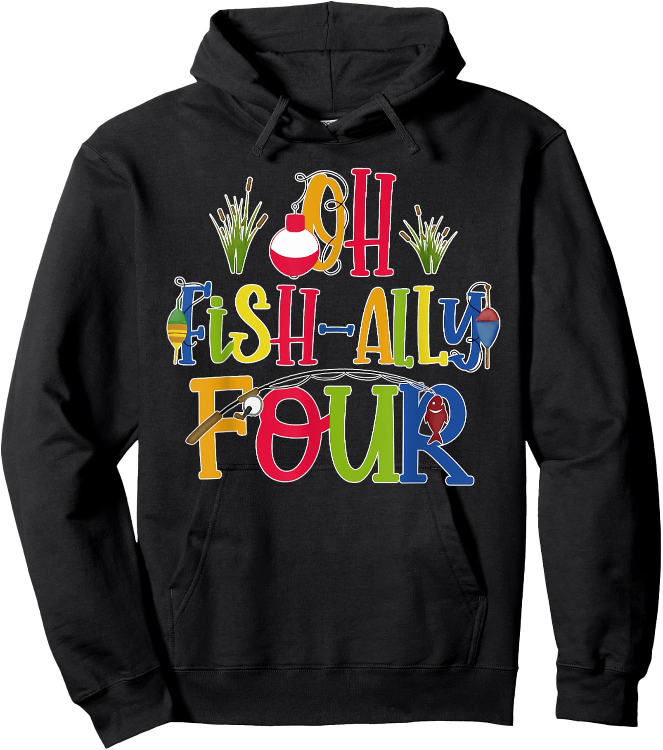 Oh Fish Ally Four Birthday Boy Outfit 4 Year Old 4th Bday Hoodie - Hoodie | Black