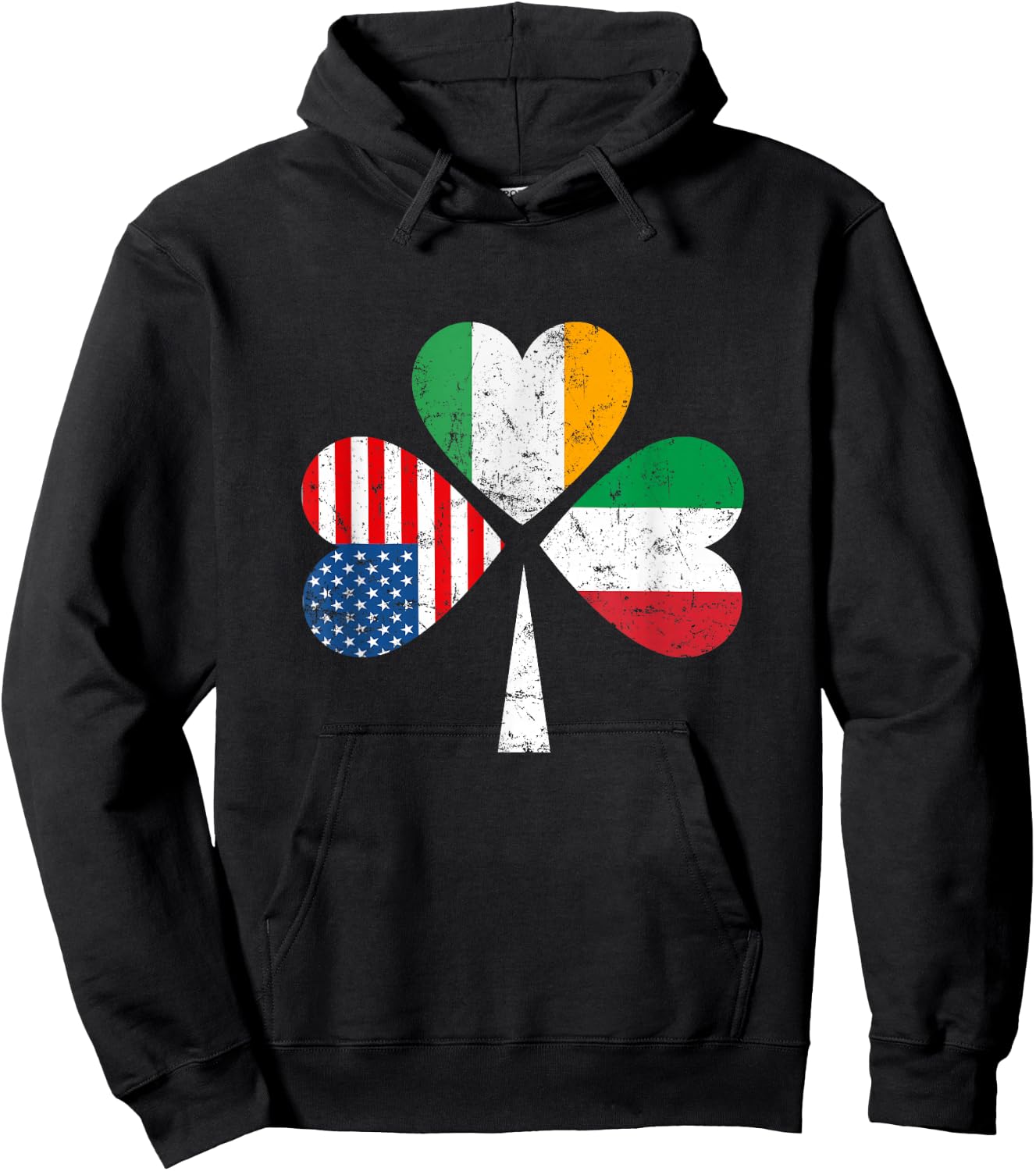 Irish Italian American Flag Ireland Italy USA Patrick's Day Hoodie - Hoodie | Black