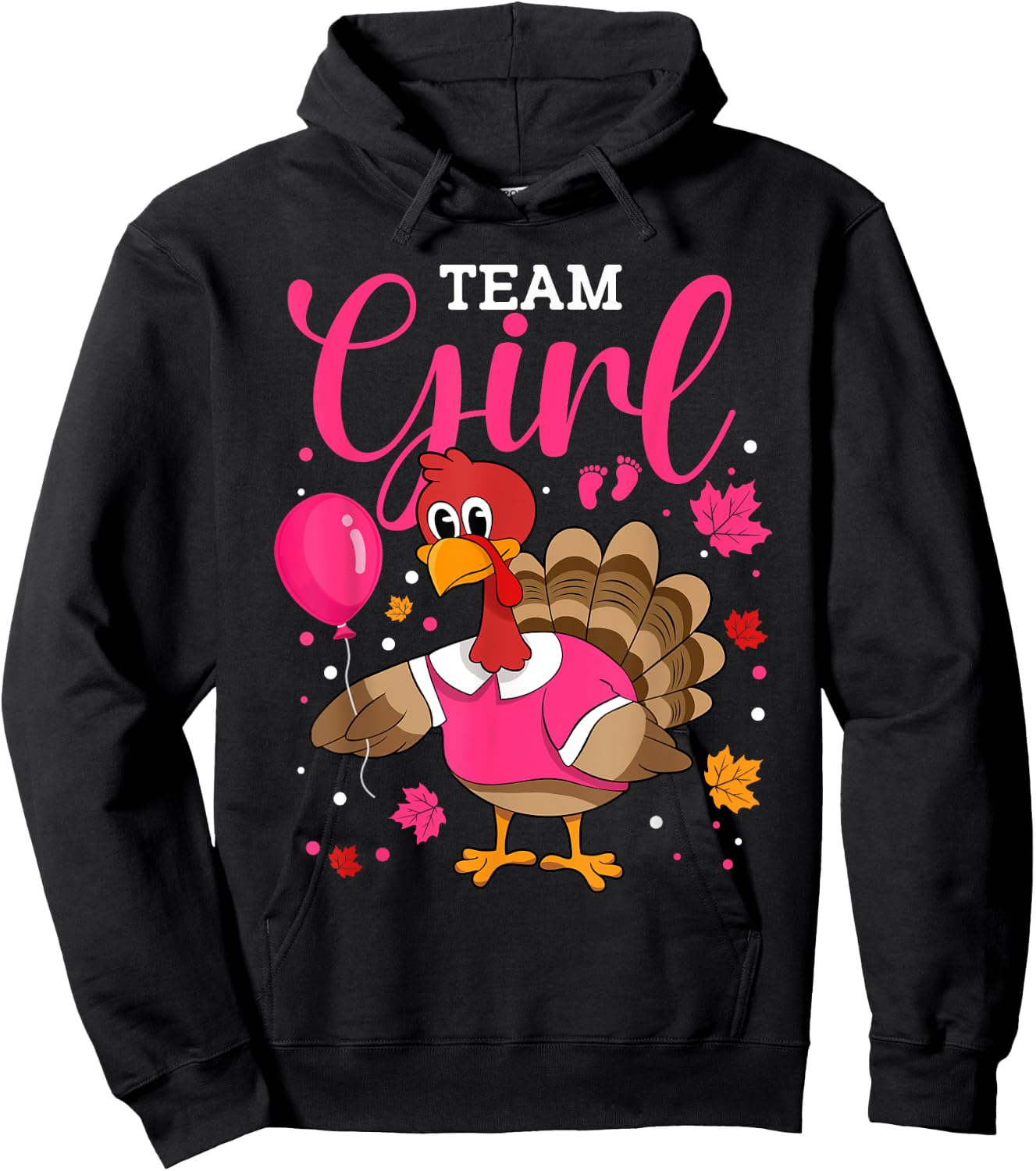 Team Girl Gender Reveal Baby Announcement Thanksgiving Hoodie - Hoodie | Black