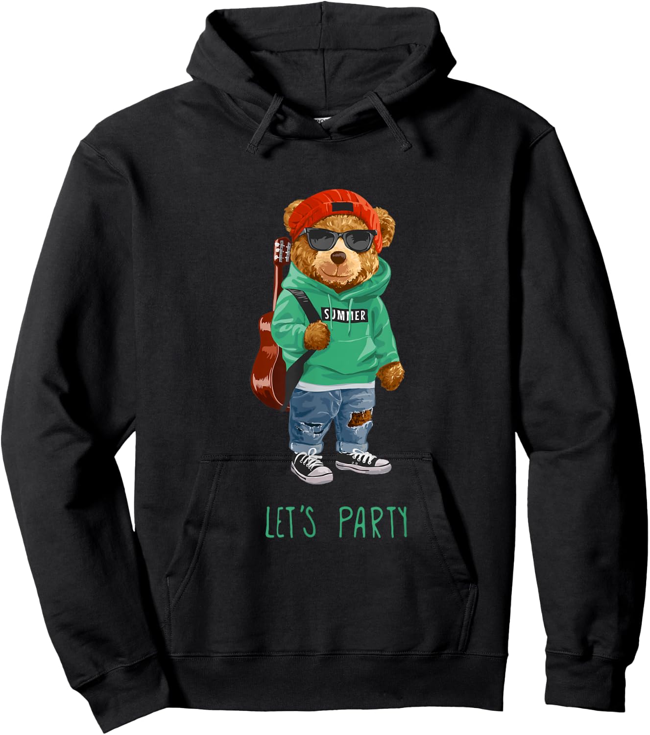 Stay Childish Let's Party, Funny Boys Girls Teddy Bear Style Hoodie - Hoodie | Black