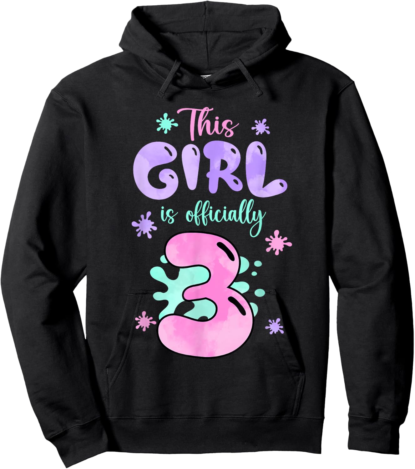 This Girl Is Officially 3 Year Old Slime Queen 3rd Birthday Hoodie - Hoodie | Black