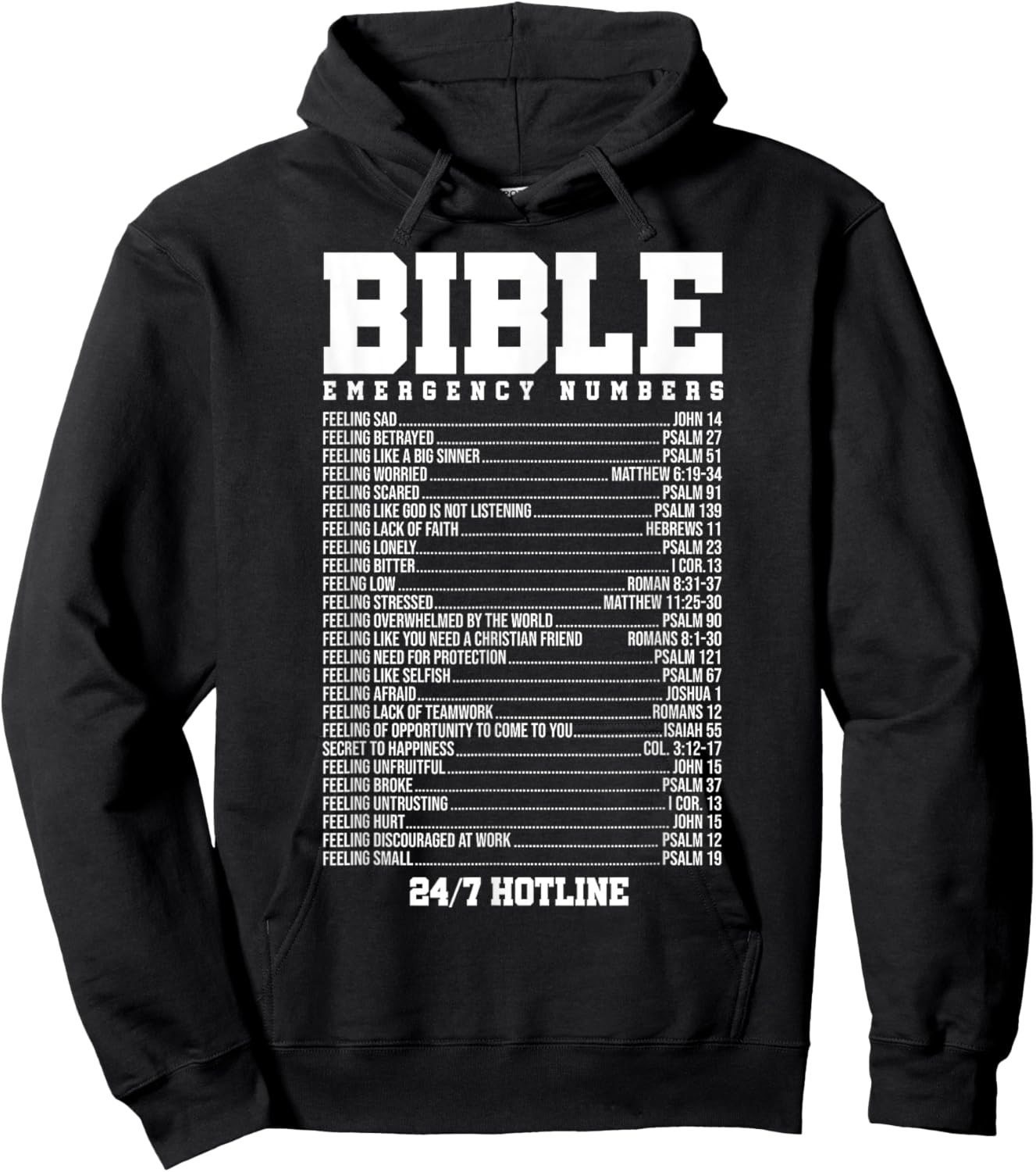 Bible Verses Emergency Number Hotline Christian Religious Hoodie - Hoodie | Black