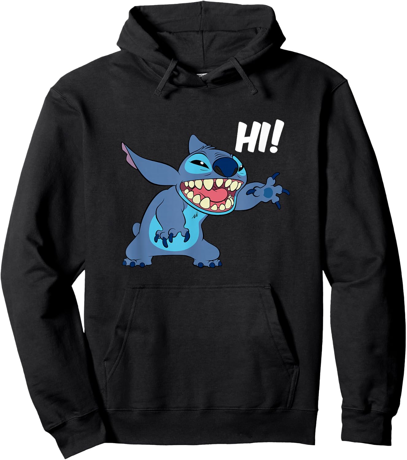 Disney Lilo & Stitch Hi! Funny Stitch Greeting Hoodie - Hoodie | Black