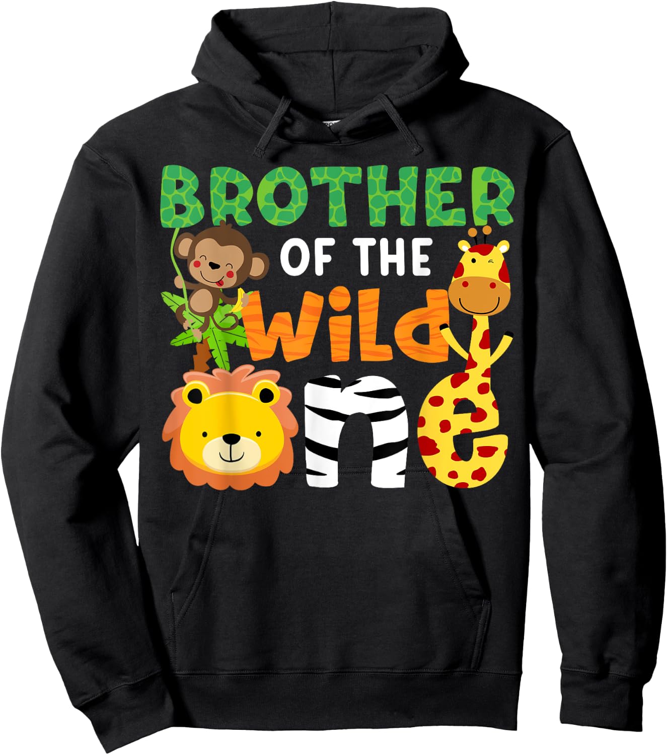 Brother of the Wild One Zoo Theme Bday Safari Jungle Animals Hoodie - Hoodie | Black