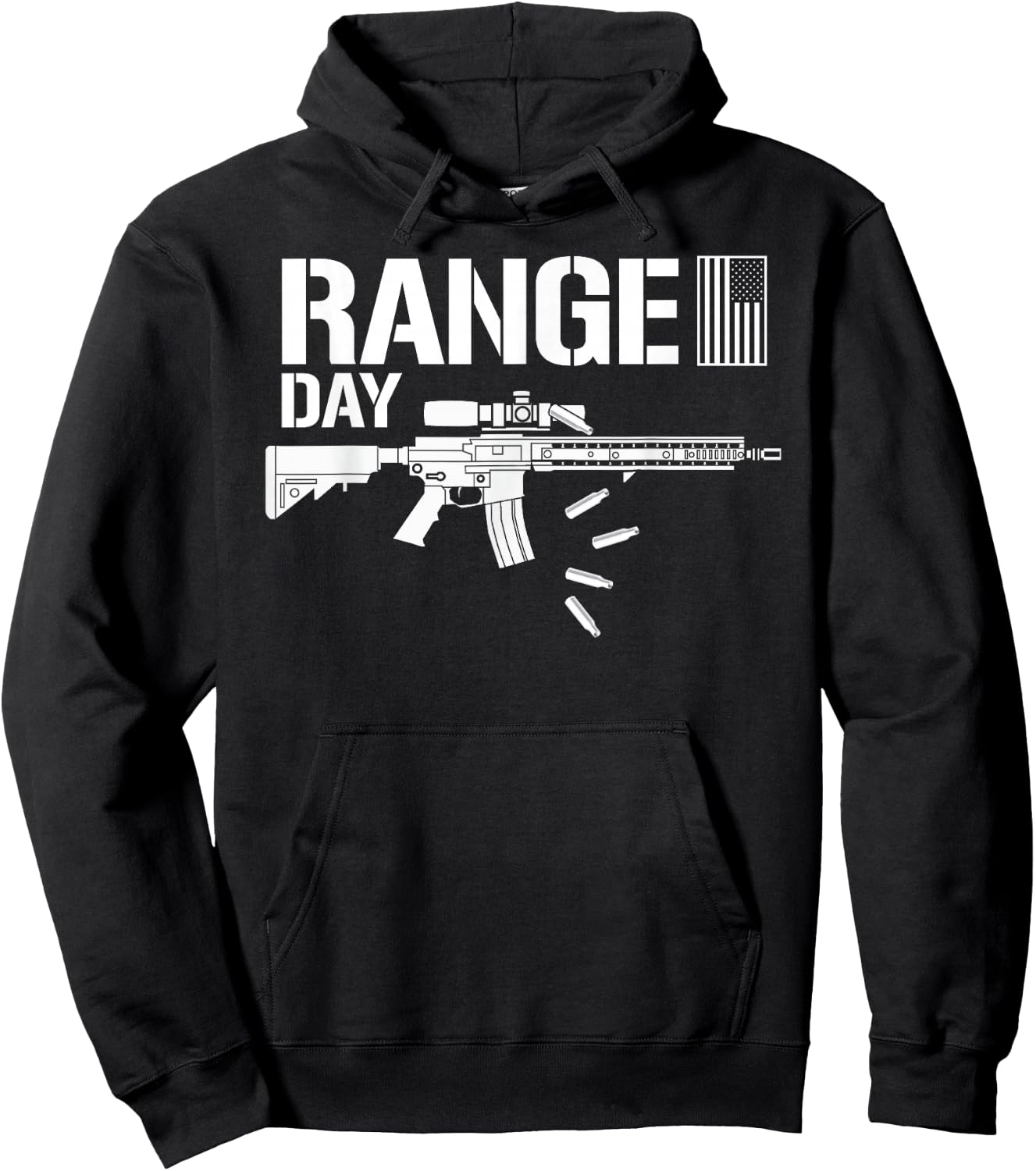 Military Rifle Range Day American Flag Bullet Semi Automatic Women Men Hoodie - Hoodie | Black