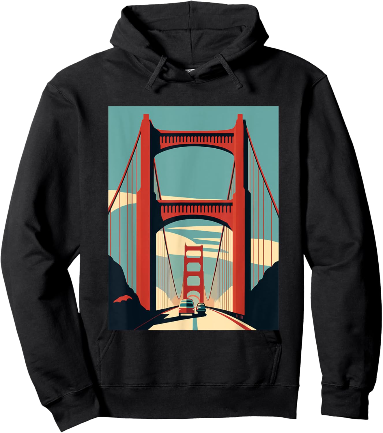 Golden Gate Bridge - San Francisco - Retro Design - Classic Hoodie - Hoodie | Black