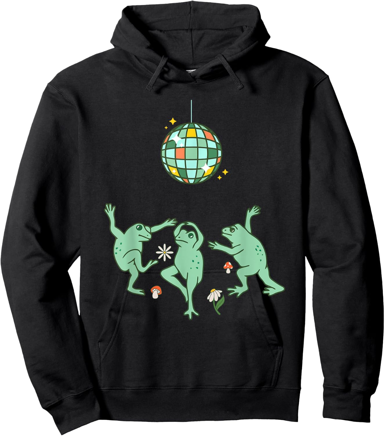 Funny Frog Disco Dance 70s 80s Groovy Hippie Funky Party Hoodie - Hoodie | Black