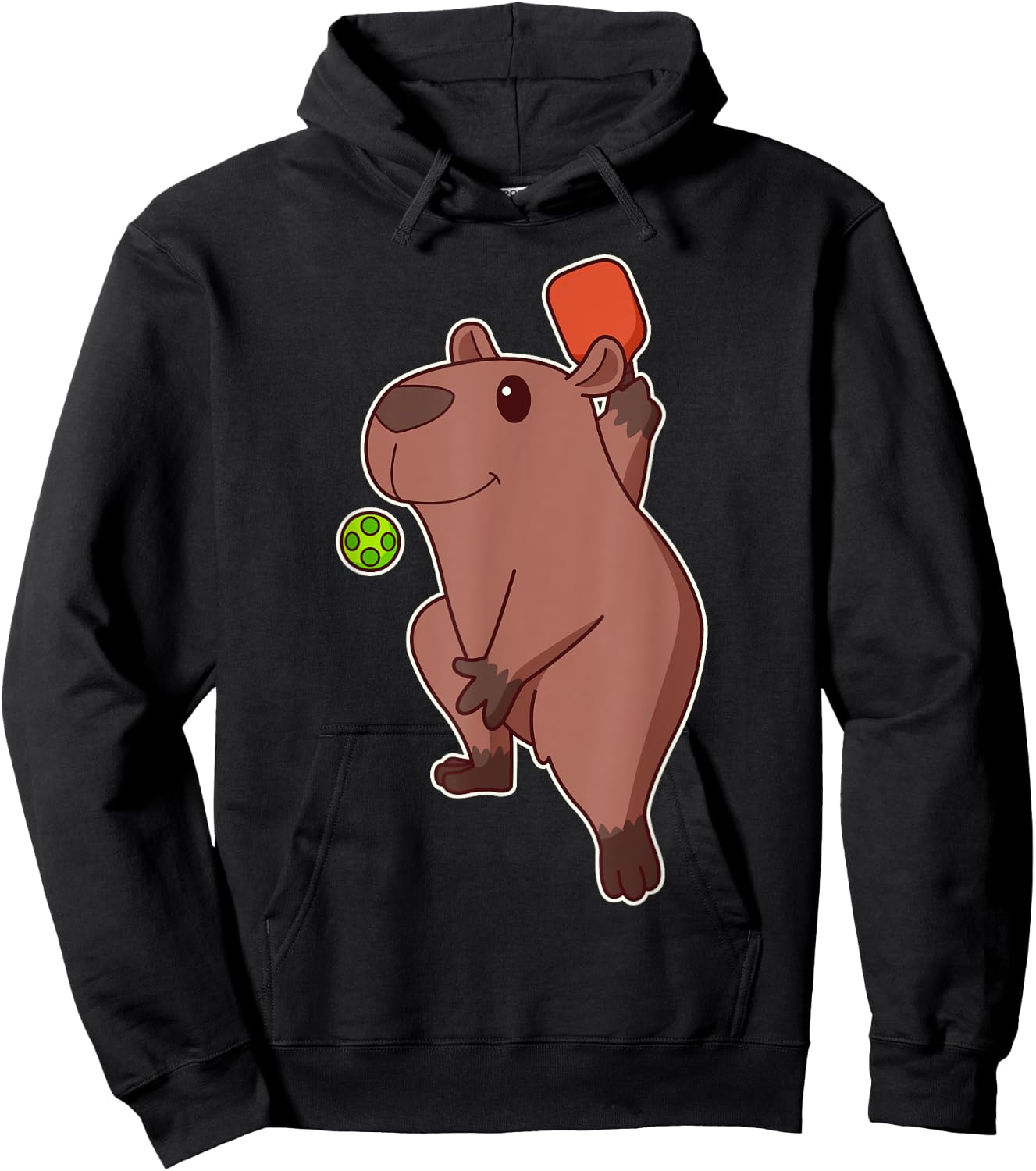 Cute Kawaii Capybara playing pickleball Hoodie - Hoodie | Black