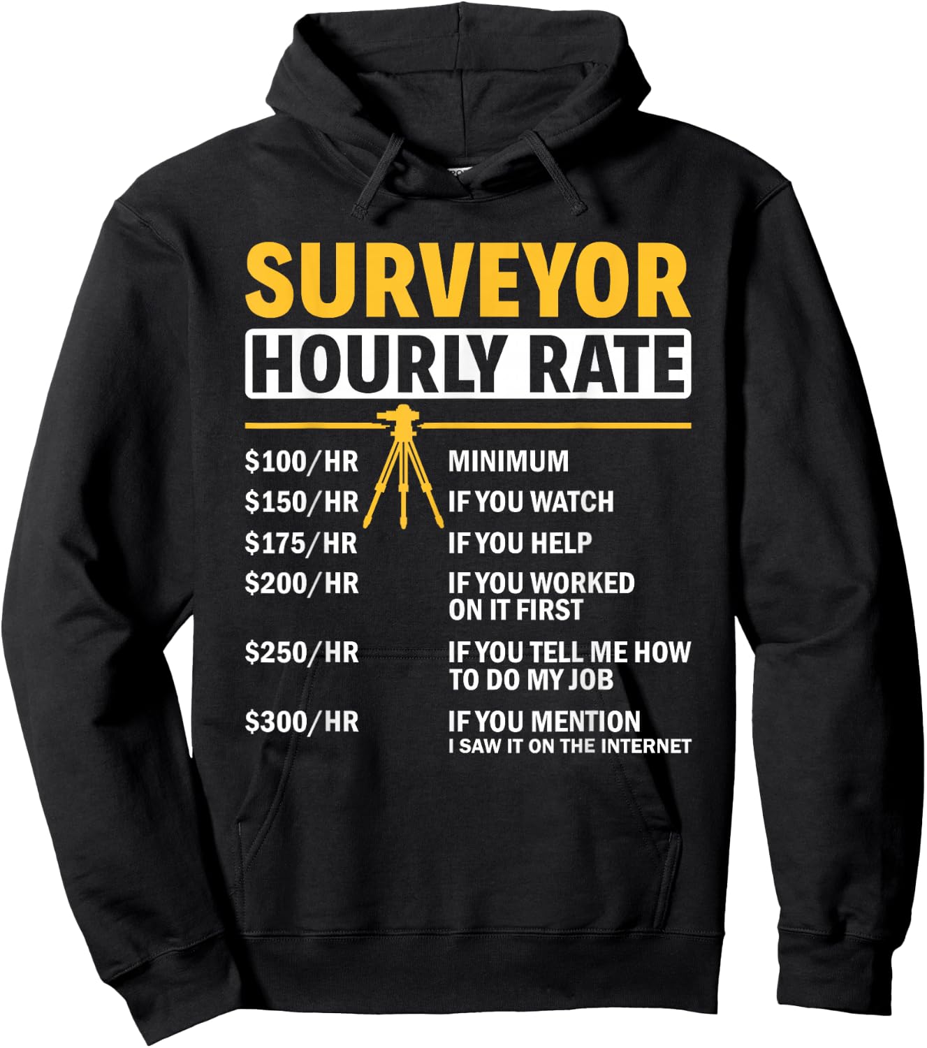 Land Surveying Cartographer Land Surveyor Apparel Adults Black Small Modern Humor Hoodie - Hoodie | Black