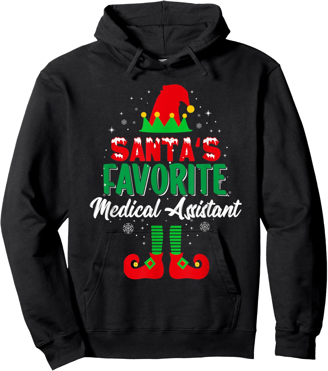 Santa's Favorite Medical Assistant Christmas Elf Squad Hoodie - Hoodie | Black