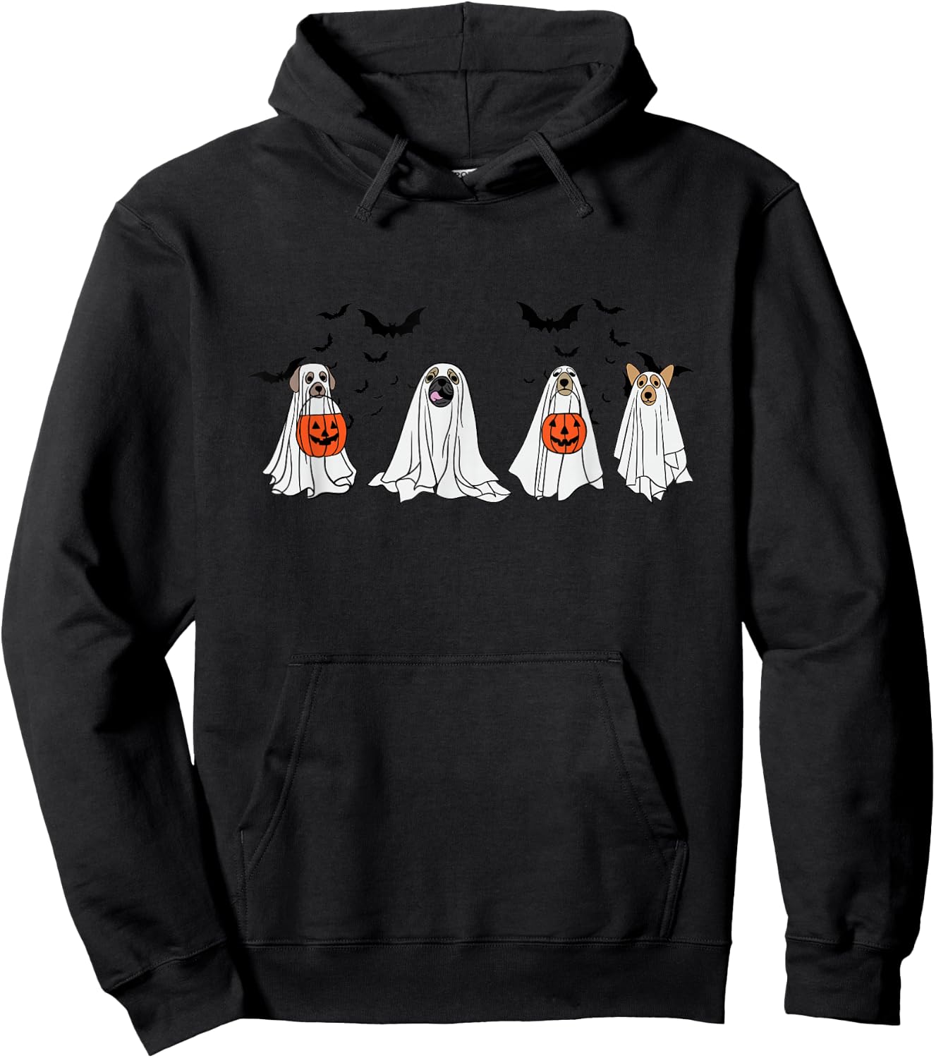Cute Ghost Dog Halloween Men Women Hoodie - Hoodie | Black