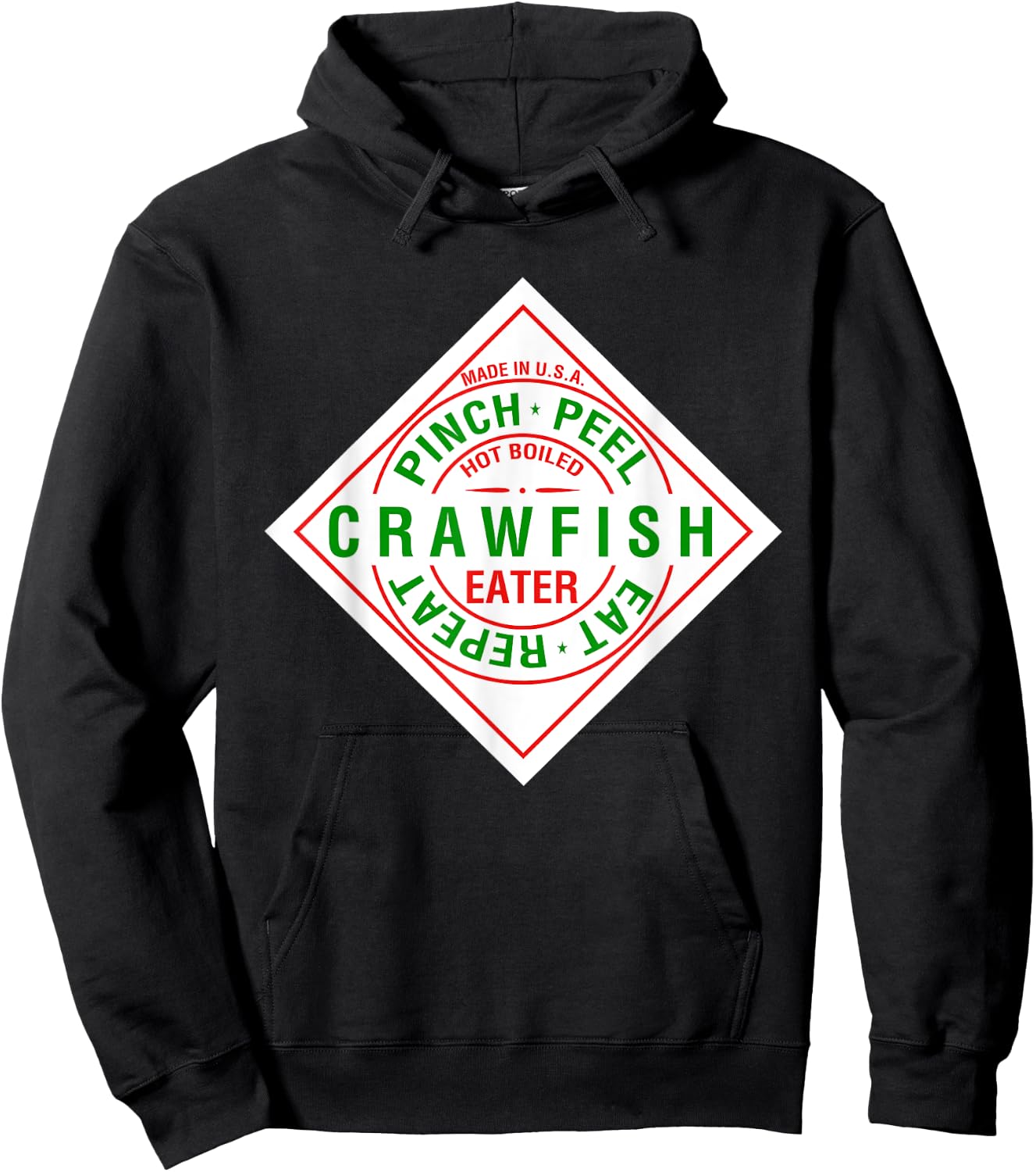 Crawfish Pinch Peel Eat Repeat - Crawdaddy Hot Sauce Parody Hoodie - Hoodie | Black