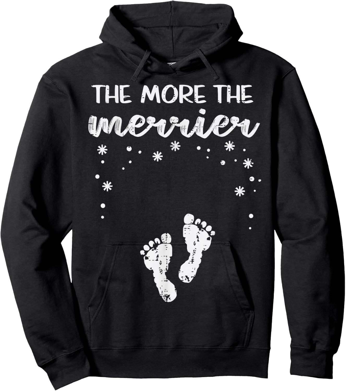 Christmas Pregnancy The More Merrier Xmas Announcement Women Hoodie - Hoodie | Black