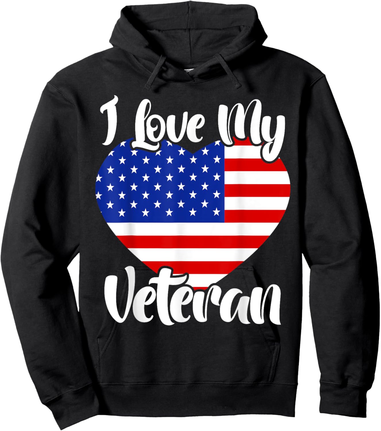I Love My Veteran USA Flag American Memorial Day Hoodie - Hoodie | Black