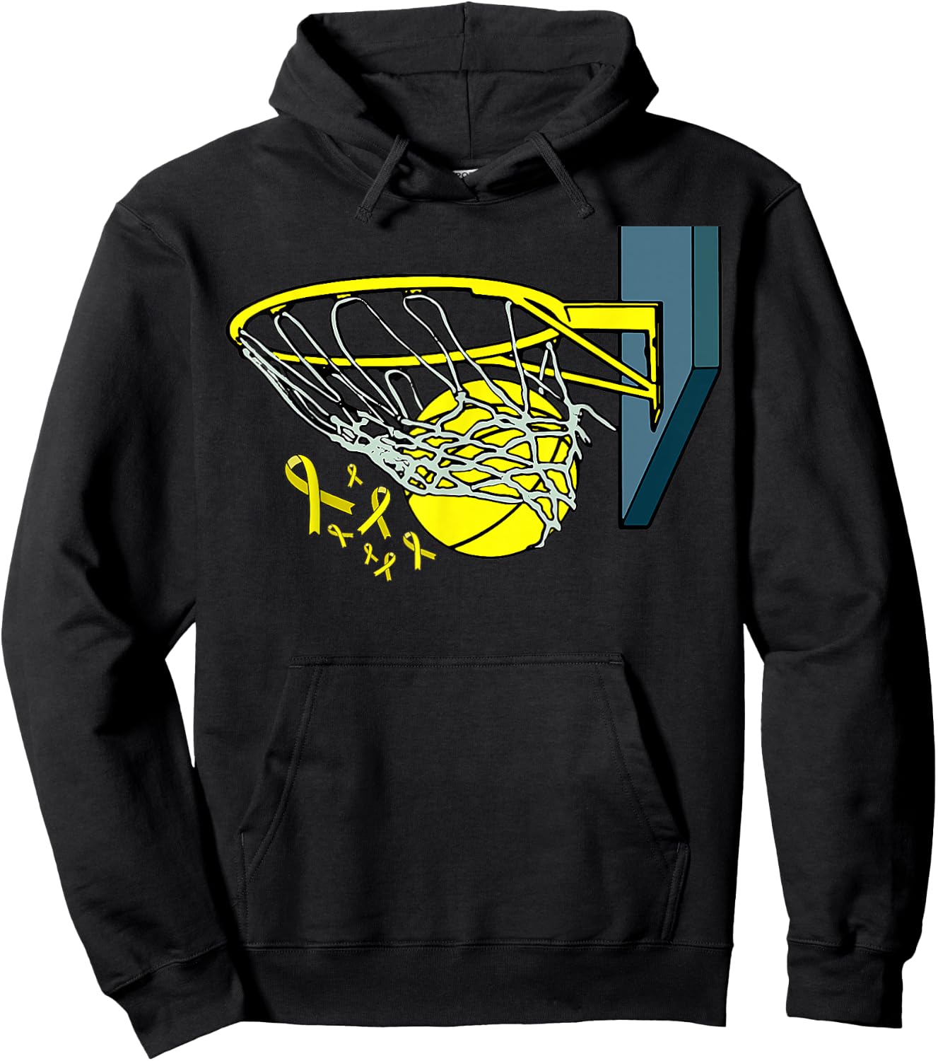 Basketball Player Yellow Ribbon Sarcoma Cancer Awareness Hoodie - Hoodie | Black