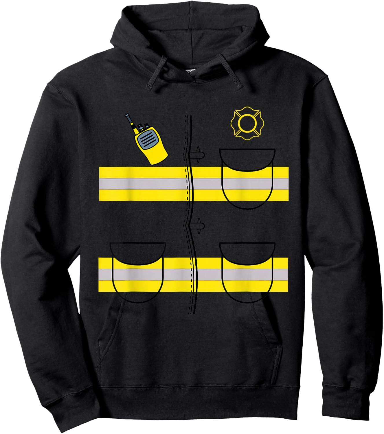 Firefighter Costume DIY Halloween Costume Easy Uniform Hoodie - Hoodie | Black