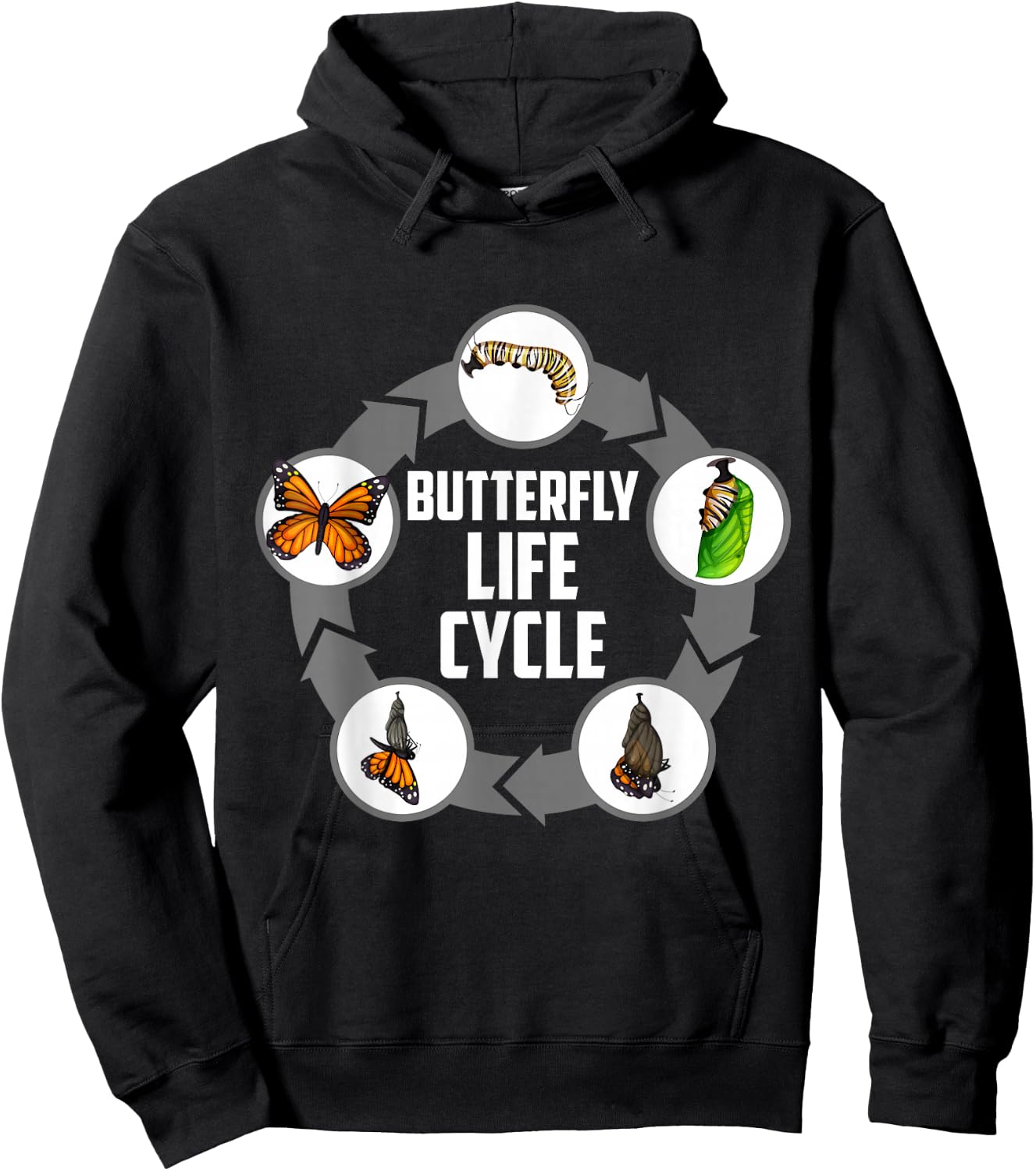 Butterfly Life Cycle Caterpillar Science Biology Hoodie - Hoodie | Black