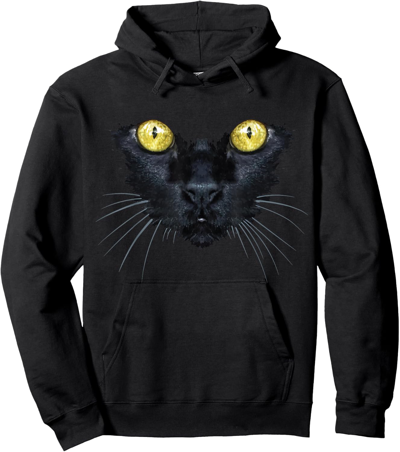Black Cat Shirt Halloween Spooky Yellow Eyes Cat Women Kids Hoodie - Hoodie | Black