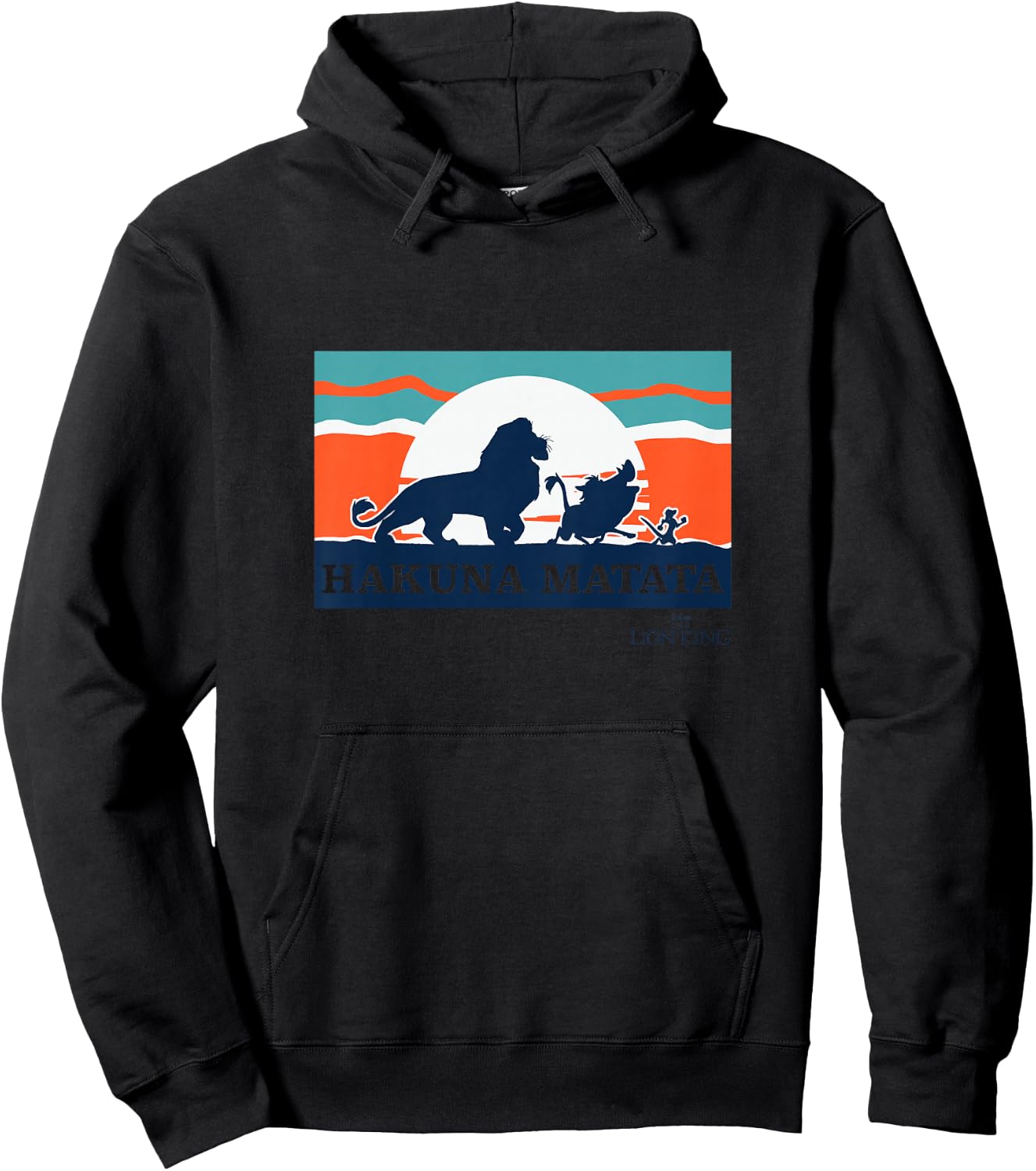 Kids Disney The Lion King Silhouette Hakuna Matata Retro Sunset Hoodie - Hoodie | Black