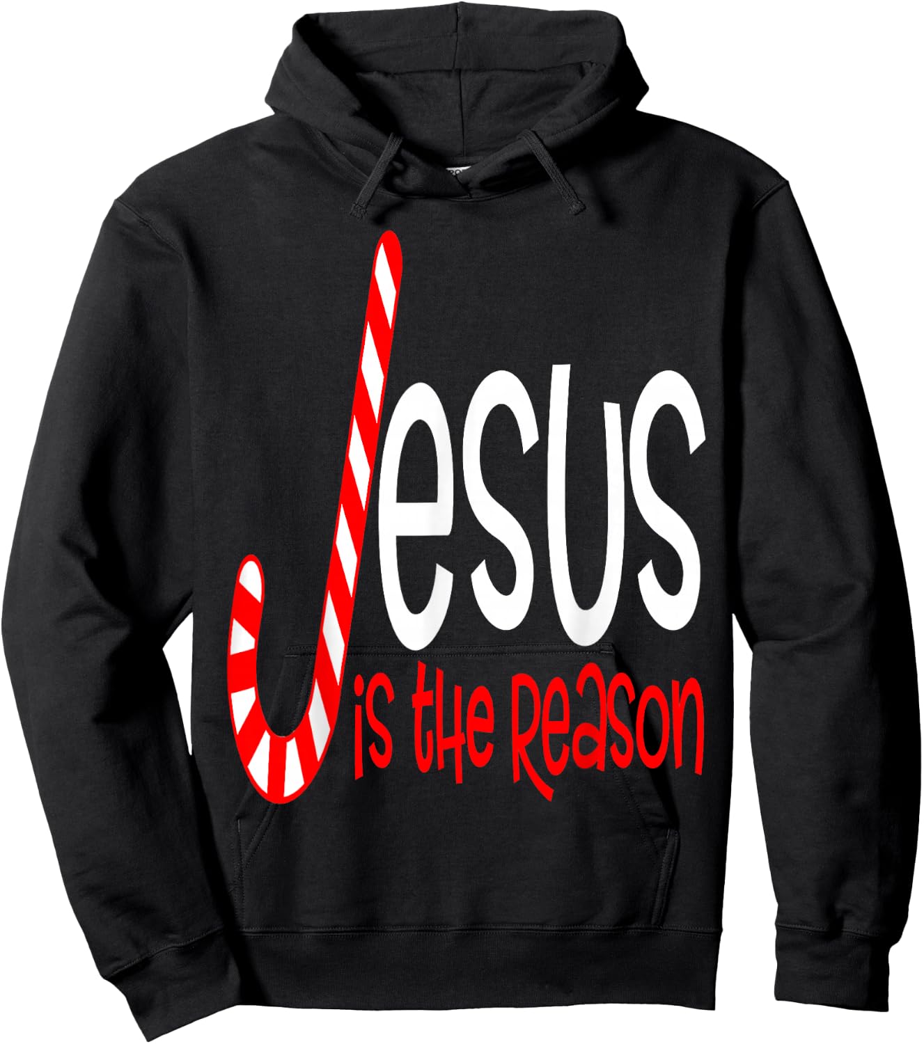Jesus is The Reason Christian Religious Christmas Candy Cane Hoodie - Hoodie | Black