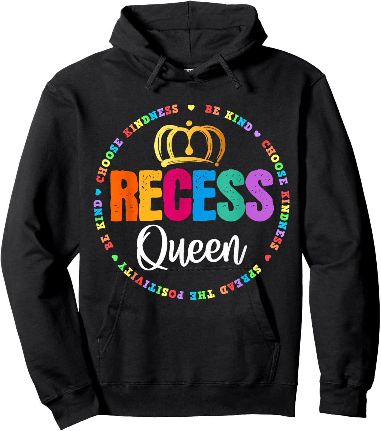 Funny Recess Queen Crew School Teachers Students Monitor Hoodie - Hoodie | Black