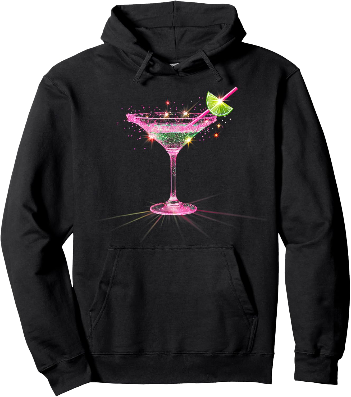 Pink Martini with Lime Cocktail Party Drinking Hoodie - Hoodie | Black