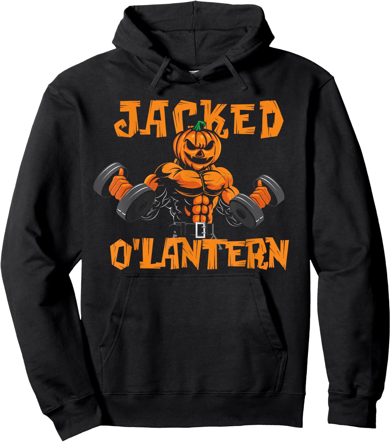 Jacked O'Lantern Halloween Gym Workout Lifting Pumpkin Funny Hoodie - Hoodie | Black