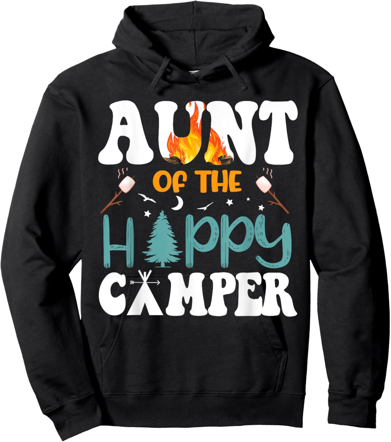 Aunt Of The Happy Camper Men 1st Bday Camping Trip Hoodie - Hoodie | Black
