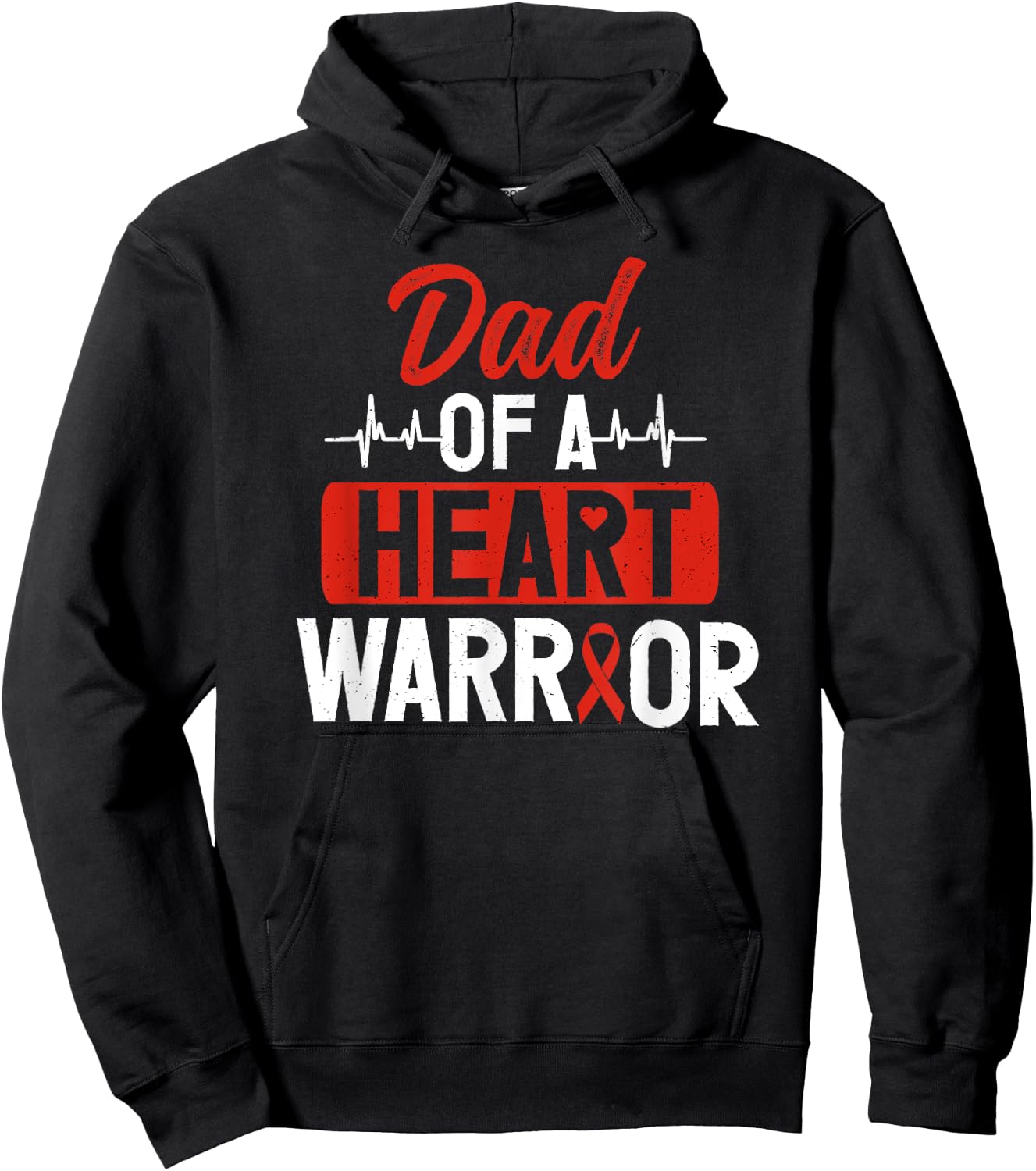 Heart Warrior Dad CHD Congenital Heart Defect Awareness Hoodie - Hoodie | Black