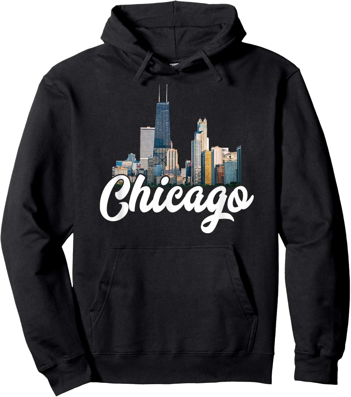 Chicago Skyline Architecture Retro Deep Dish Pizza River Hoodie - Hoodie | Black