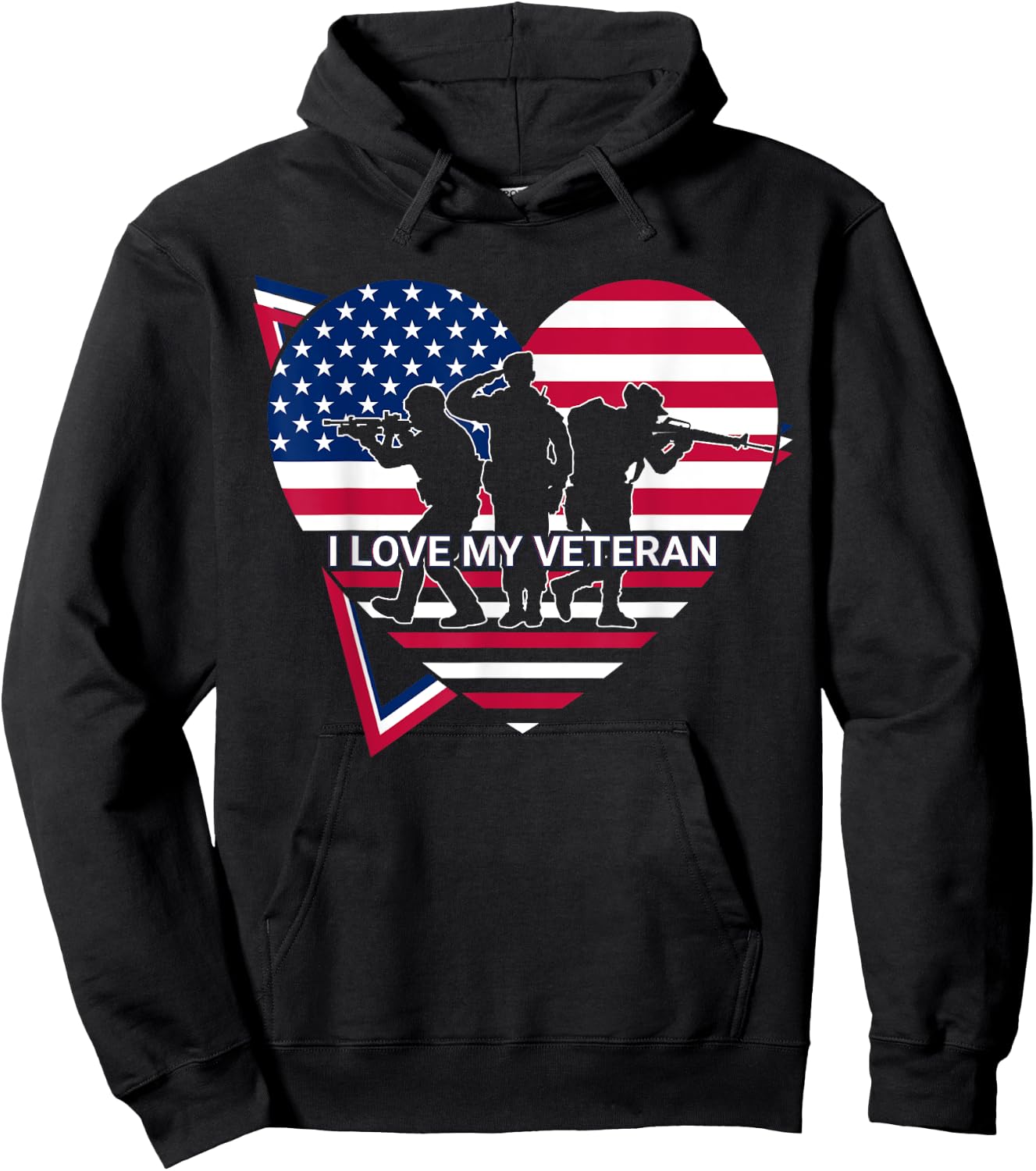 I Love My Veteran US Army Patriotic Hoodie - Hoodie | Black