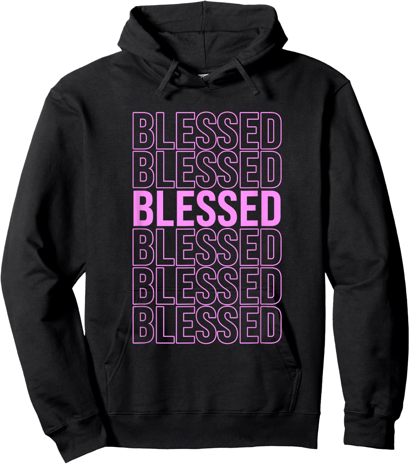 Pink BLESSED Pink Color Graphic Hoodie - Hoodie | Black