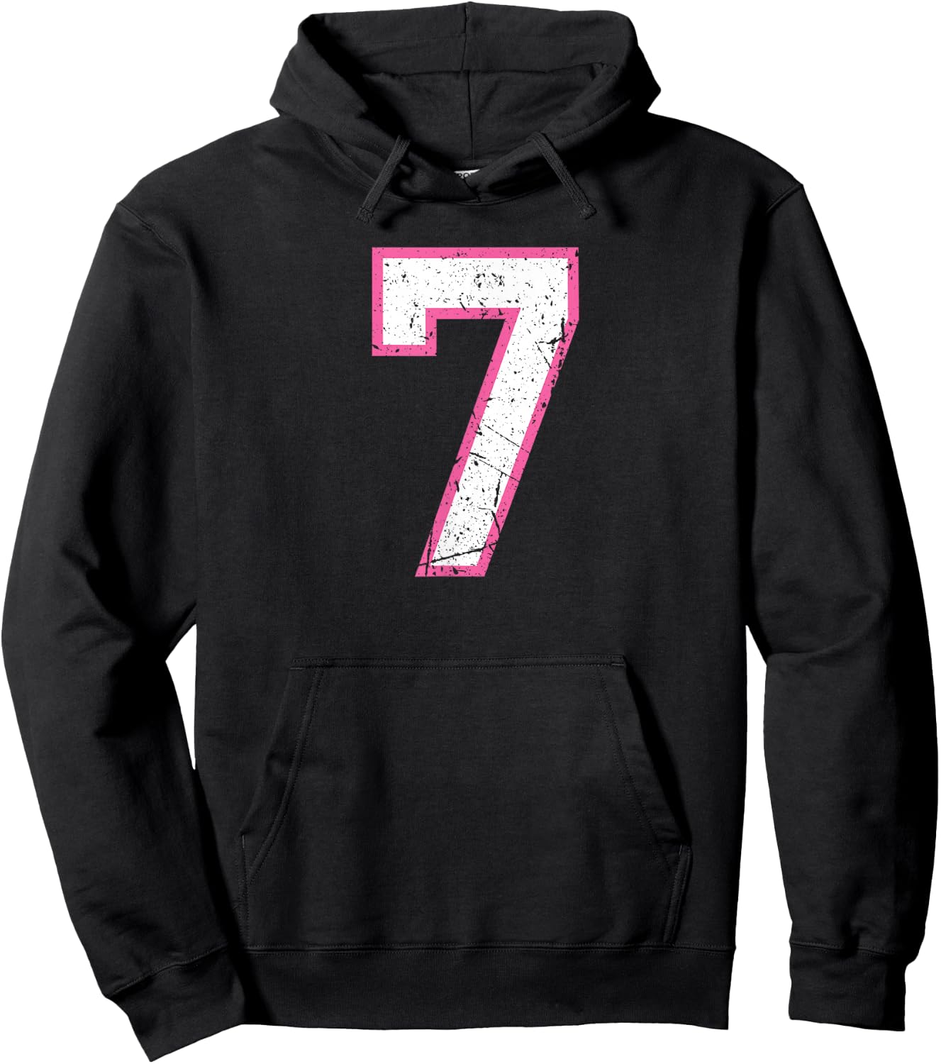 Vintage Number #7 Pink White Sports Team Hoodie - Hoodie | Black