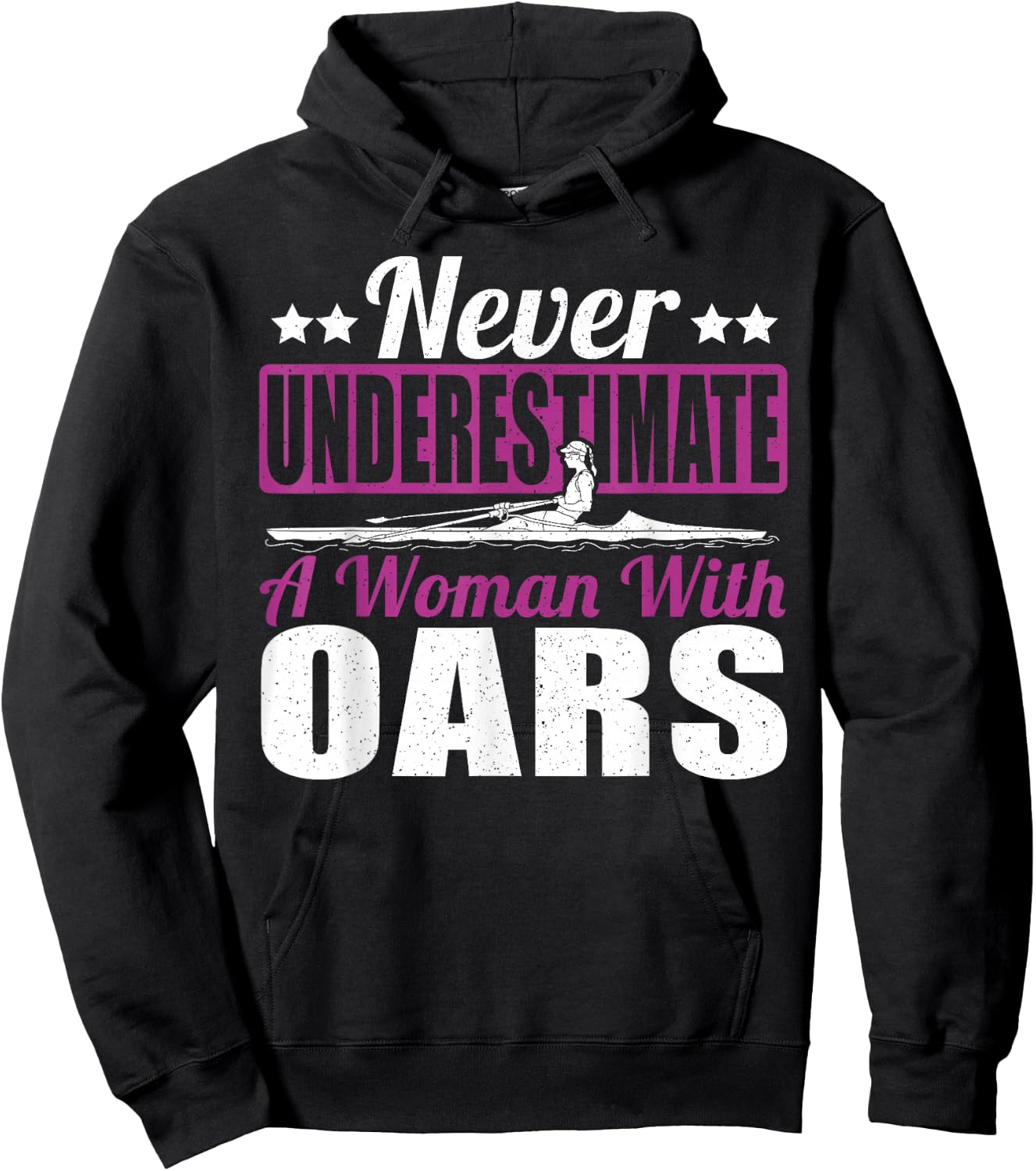 Never Underestimate A Woman With Oars Rower Rowing Boat Hoodie - Hoodie | Black