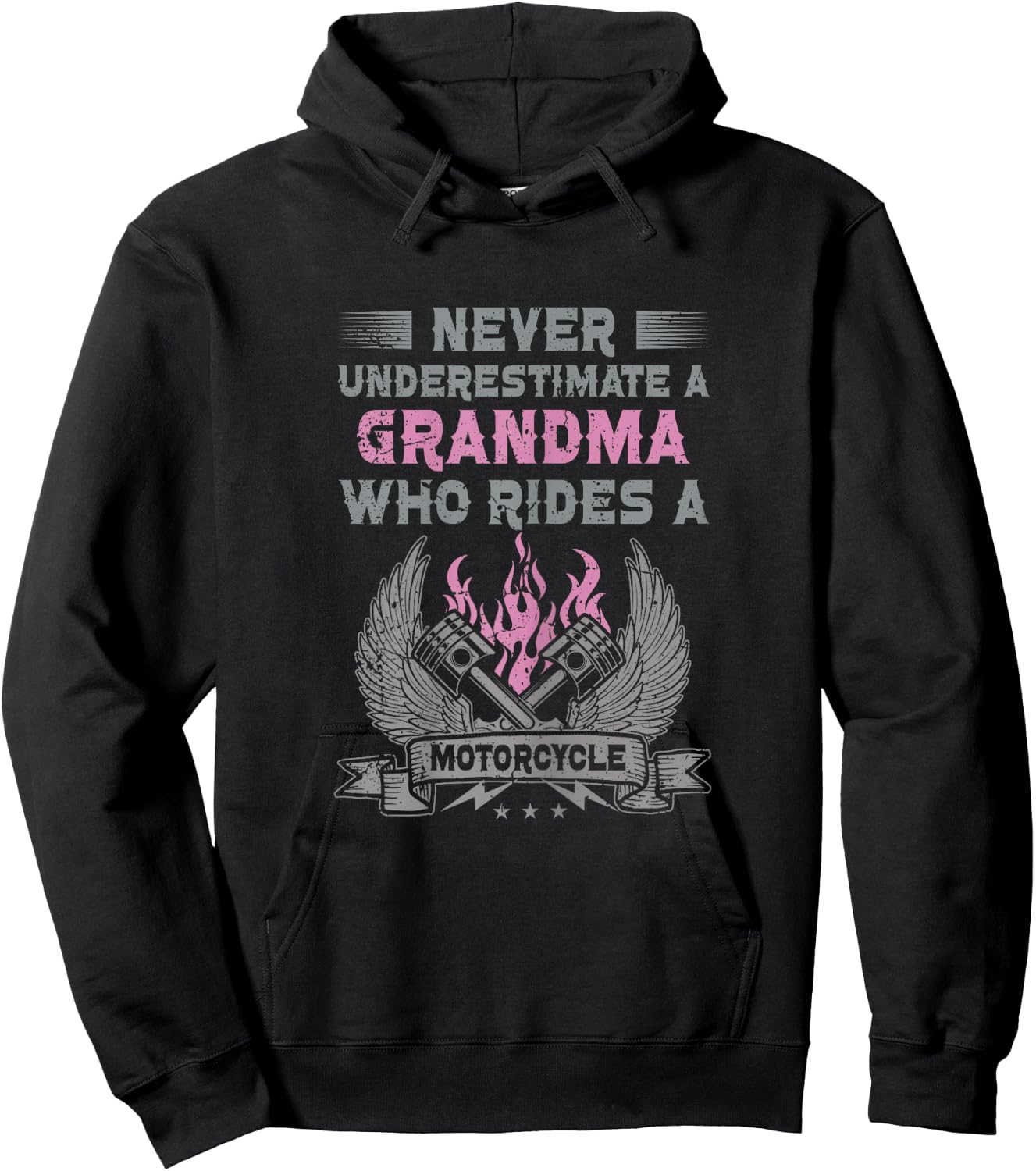 Biker Grandma Motorcycle Vintage Grandmother Motorbike Hoodie - Hoodie | Black