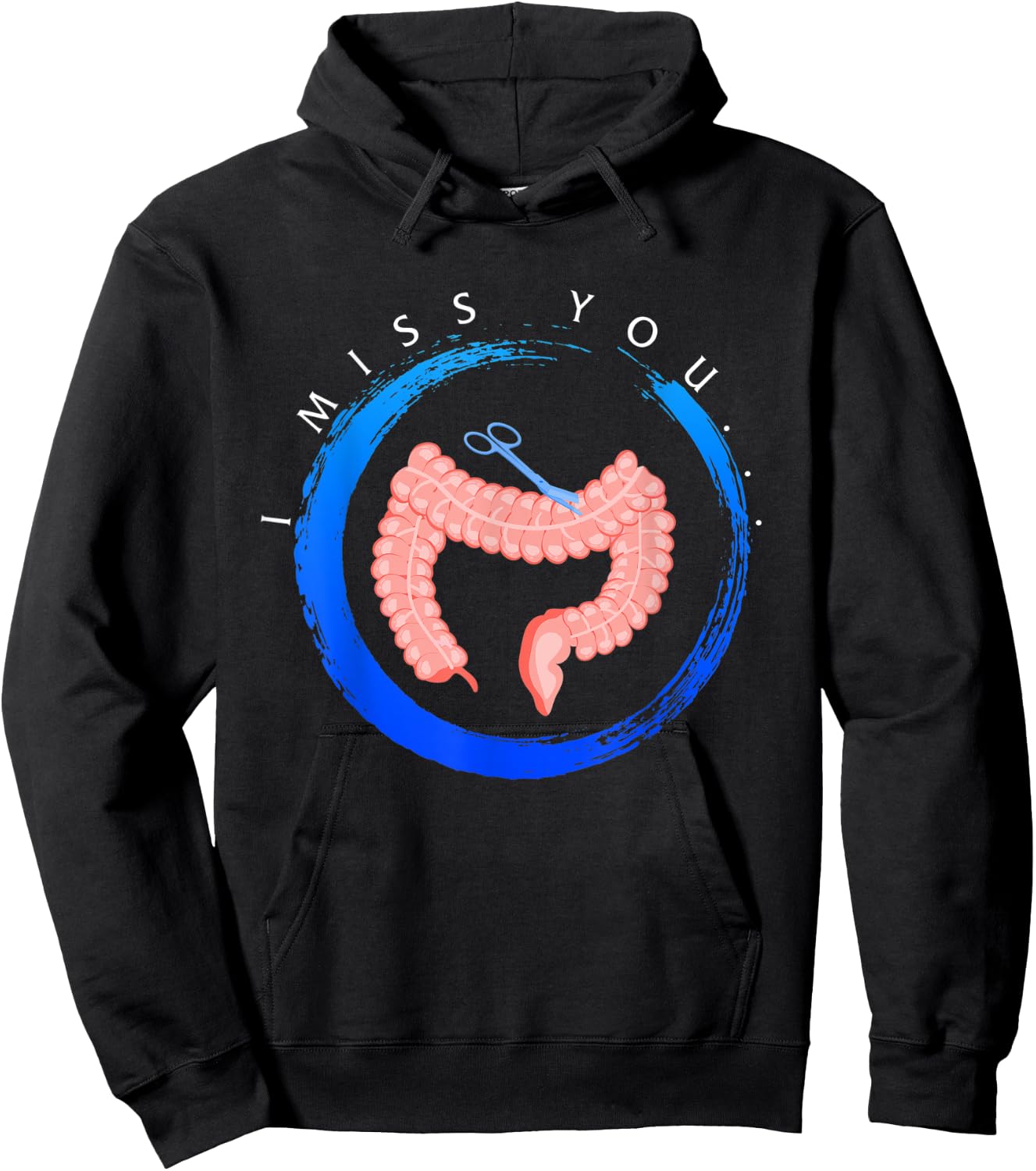 Colon Cancer Awareness I Miss You Blue Ribbon Gift Colon Hoodie - Hoodie | Black