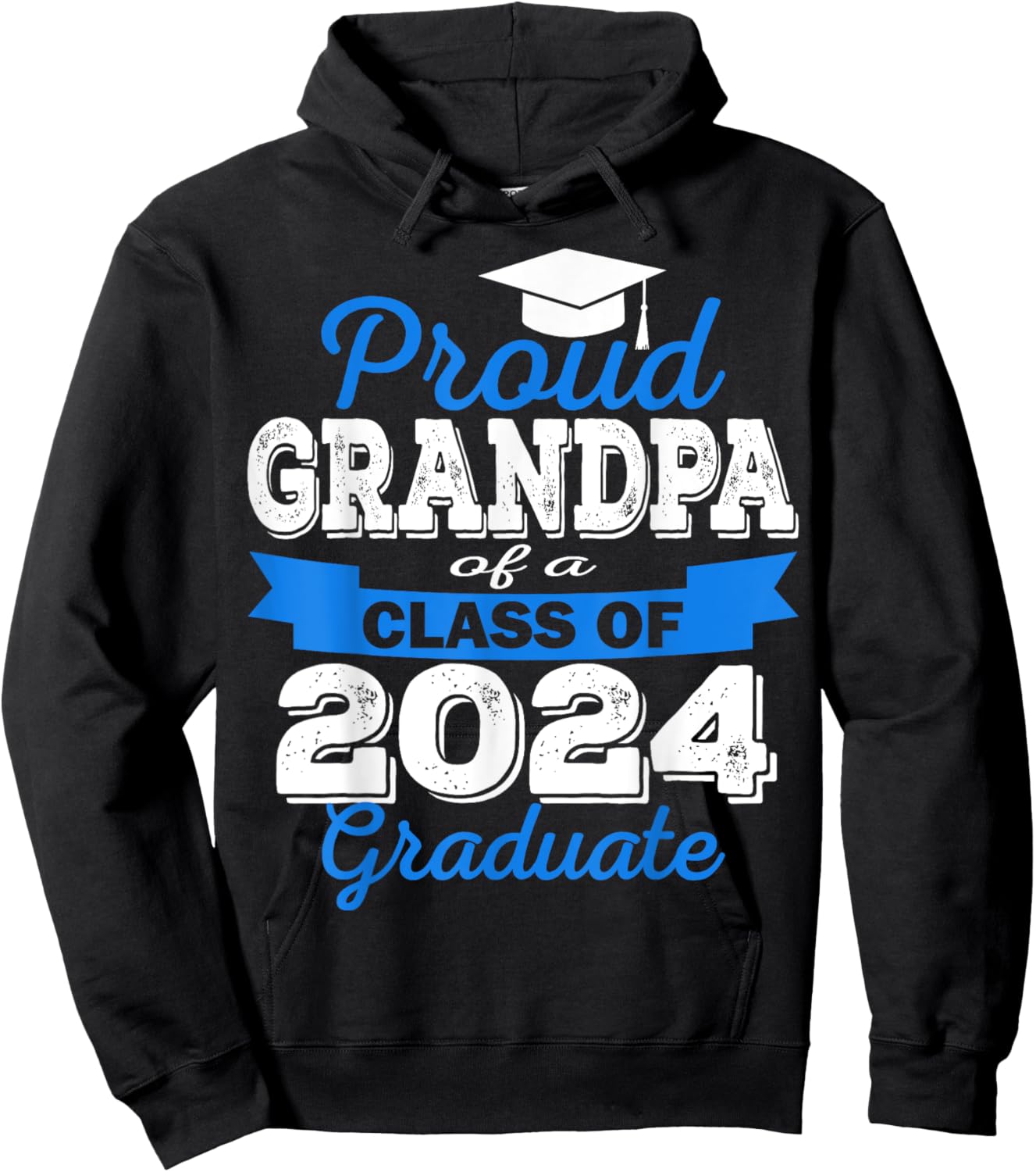 Super Proud Grandpa of 2024 Graduate Awesome Family College Hoodie - Hoodie | Black